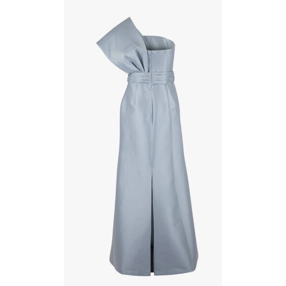 $895 Sachin & Babi Hannah Ash Blue One-Shoulder Satin Gown Maxi Dress Sz 4 - Picture 7 of 16